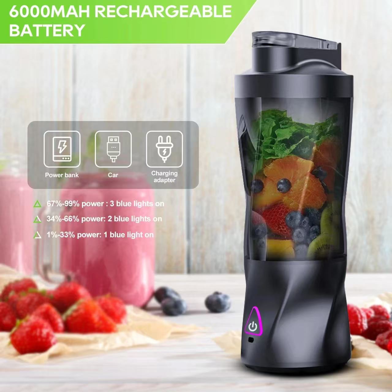 Portable Blender Usb Rechargeable - Licuadora Eléctrica Portátil de 700 ml,