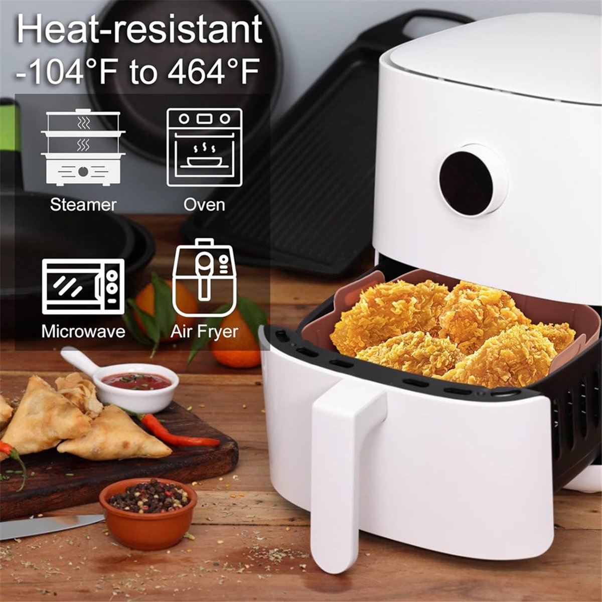 Air Fryer Silicone Pot Liner - M10K Juego de 3 Revestimientos de