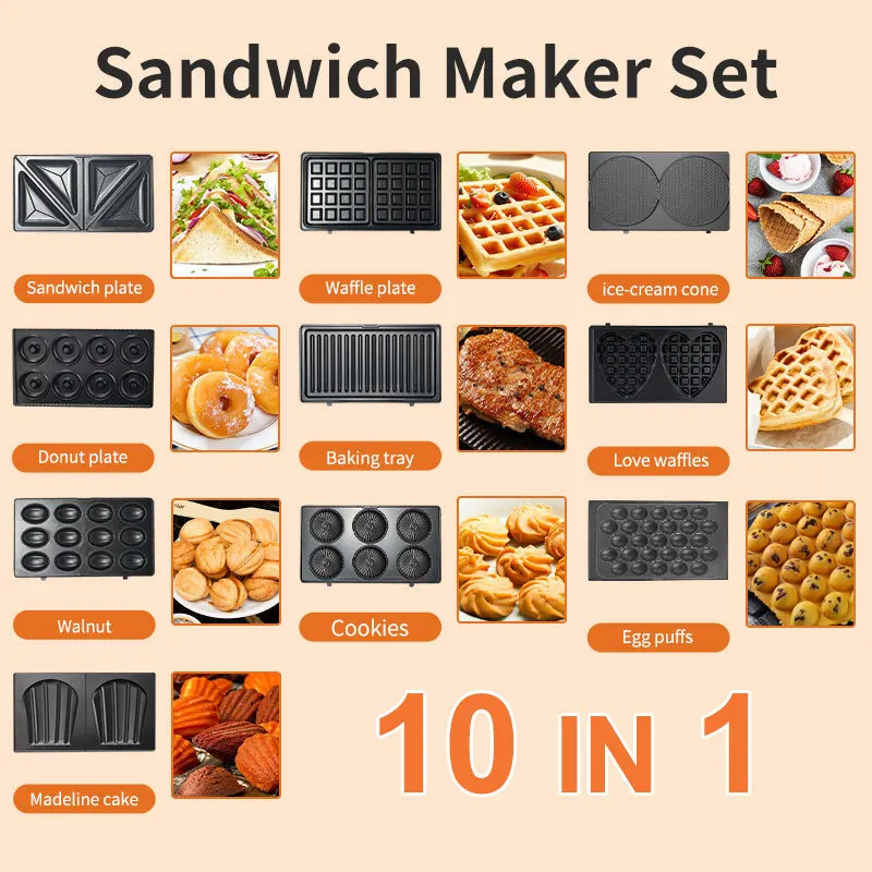 Mini Waffle Maker Machine - Electrodomésticos 220/110V, Máquina para Hacer Sándwiches