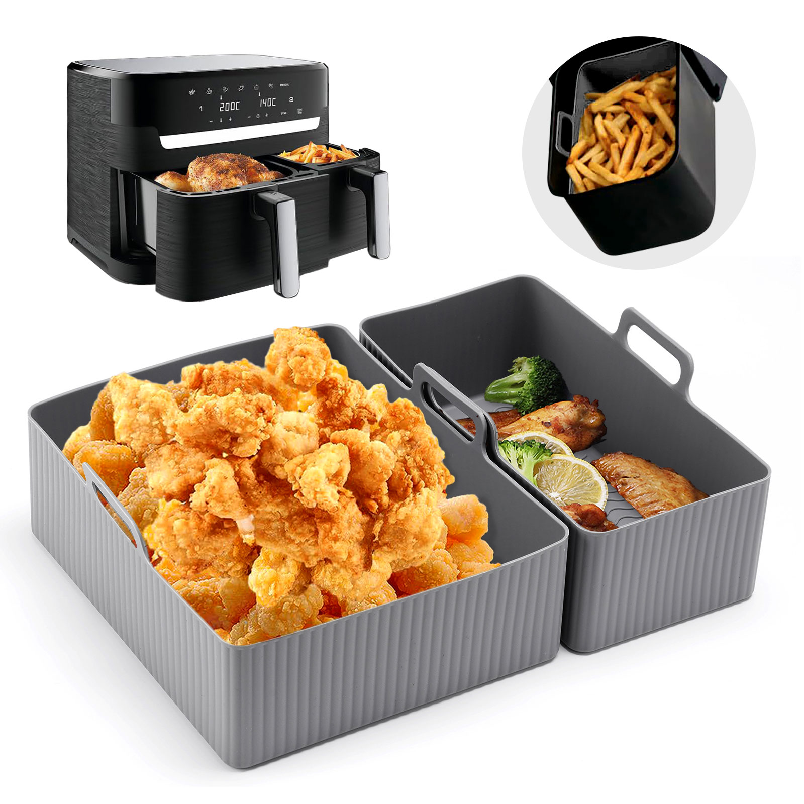 Air Fryer Silicone Pot Liner - Juego de 2 uds de alfombrilla