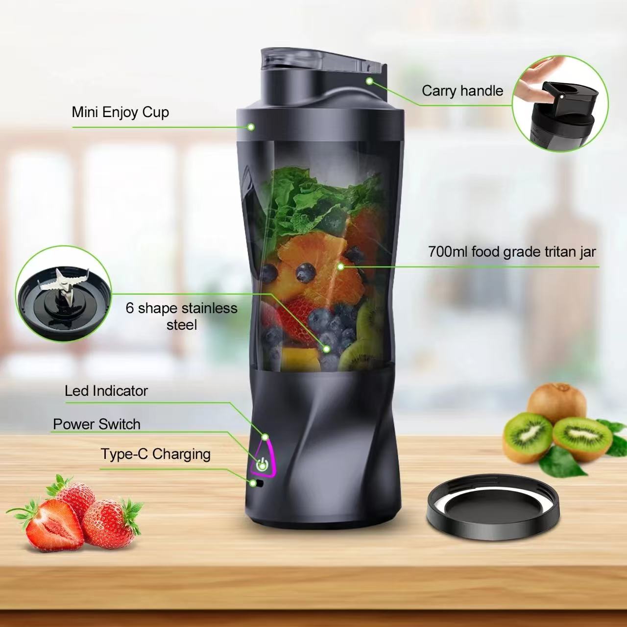 Licuadora Eléctrica Portátil d - Portable Blender Usb Rechargeable reseña y precio